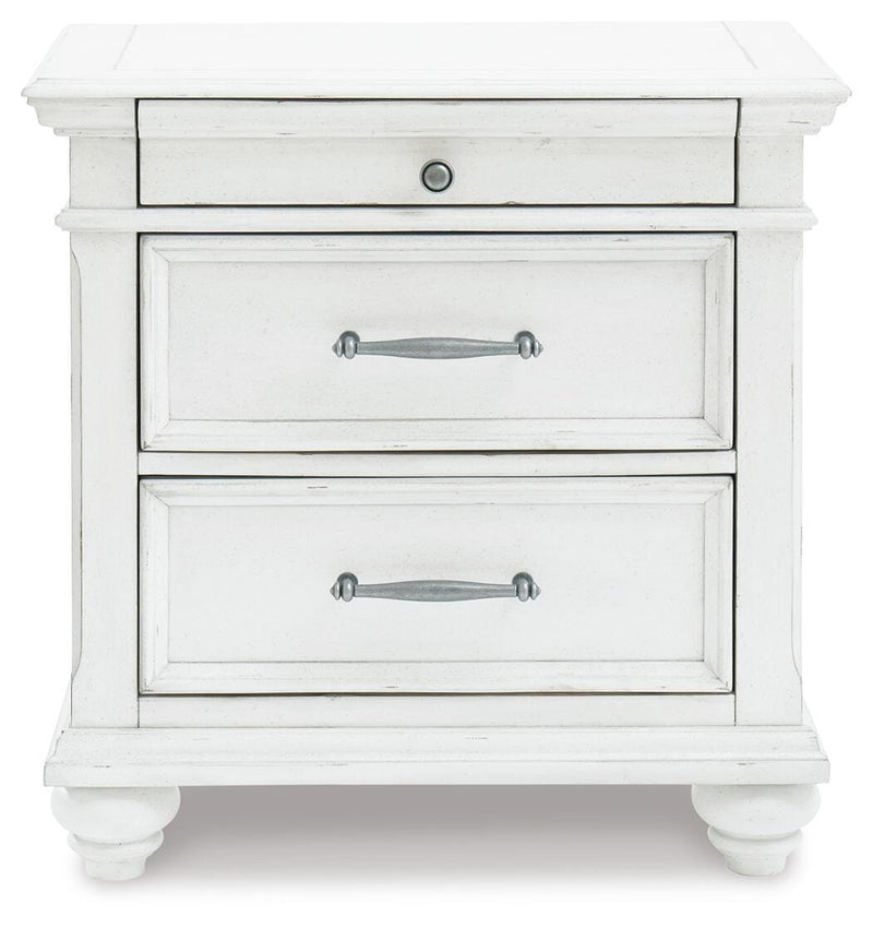 Kanwyn Whitewash King Panel Bed, Dresser, Mirror and 2 Nightstands - B777B31