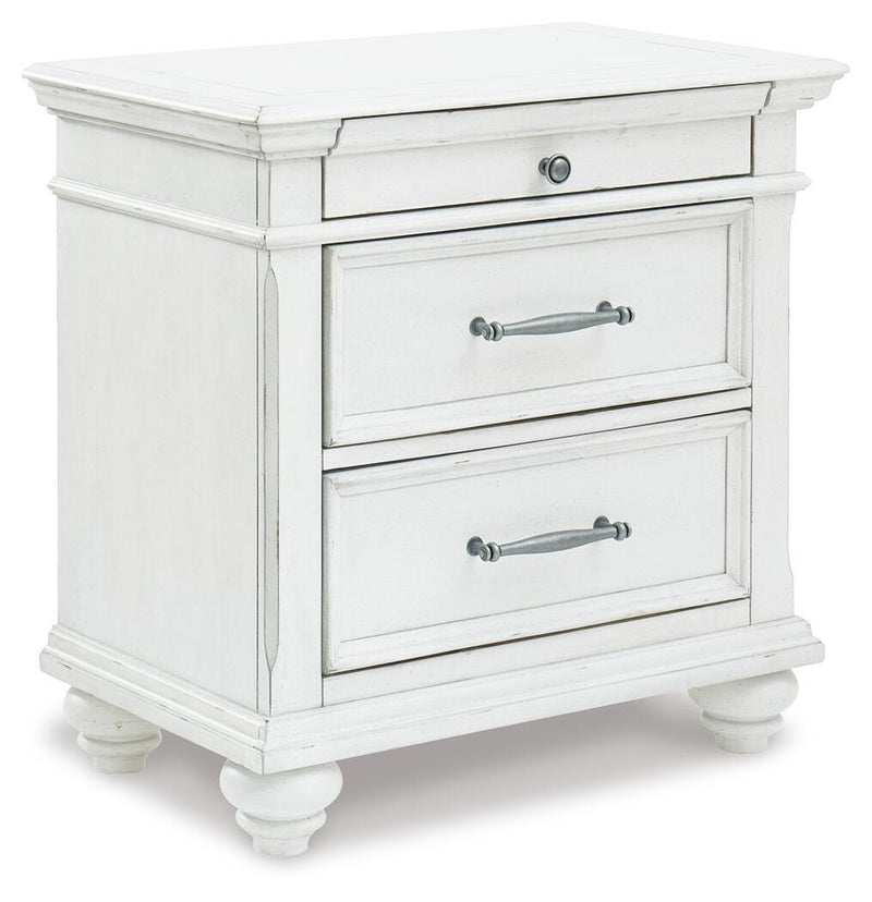 Kanwyn Whitewash King Panel Bed, Dresser, Mirror and 2 Nightstands - B777B31