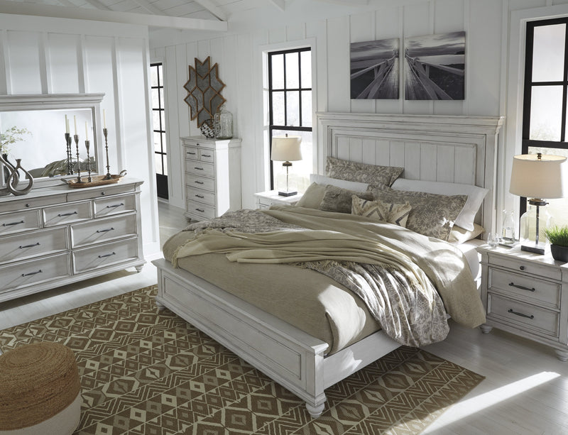 Kanwyn Whitewash King Panel Bed - Gate FurnitureKing Bed
