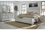 Kanwyn Whitewash King Panel Bed with Storage Bench - Gate FurnitureKing Bed