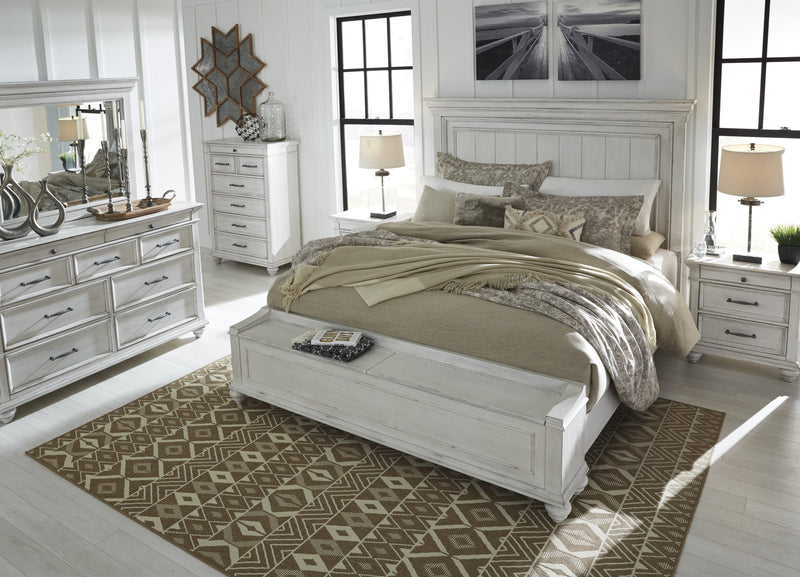 Kanwyn Whitewash King Panel Storage Bed - Gate FurnitureKing Bed