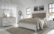 Kanwyn Whitewash King Upholstered Panel Bed - Gate FurnitureKing Bed