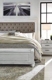 Kanwyn Whitewash King Upholstered Storage Bed - Gate FurnitureKing Bed