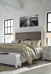 Kanwyn Whitewash King Upholstered Storage Bed - Gate FurnitureKing Bed