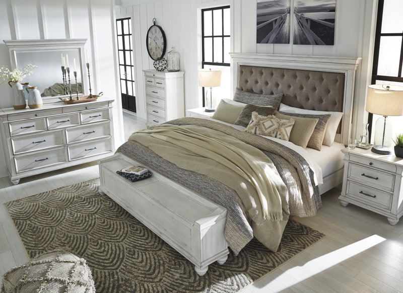 Kanwyn Whitewash King Upholstered Storage Bed - Gate FurnitureKing Bed