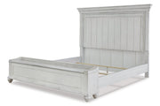 Kanwyn Whitewash Queen Panel Bed with Storage Bench - Gate FurnitureQueen Bed
