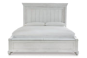Kanwyn Whitewash Queen Panel Bed with Storage Bench - Gate FurnitureQueen Bed