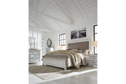 Kanwyn Whitewash Queen Panel Upholstered Bed - Gate FurnitureQueen Bed
