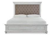 Kanwyn Whitewash Queen Panel Upholstered Bed - Gate FurnitureQueen Bed
