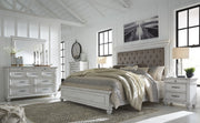Kanwyn Whitewash Queen Upholstered Panel Bed - Gate FurnitureQueen Bed