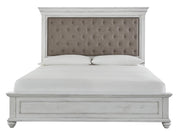 Kanwyn Whitewash Queen Upholstered Panel Bed - Gate FurnitureQueen Bed
