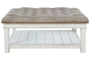 Kanwyn Whitewash Upholstered Ottoman Coffee Table - Gate FurnitureCoffee Table