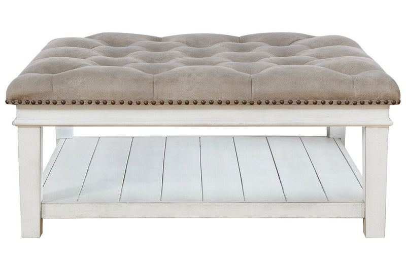 Kanwyn Whitewash Upholstered Ottoman Coffee Table - Gate FurnitureCoffee Table