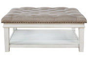 Kanwyn Whitewash Upholstered Ottoman Coffee Table - Gate FurnitureCoffee Table