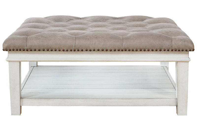 Kanwyn Whitewash Upholstered Ottoman Coffee Table - Gate FurnitureCoffee Table