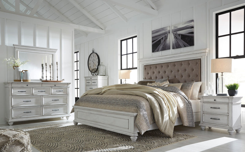 Kanwyn Whitewash Upholstered Panel Bedroom Set - Gate FurnitureBedroom Set