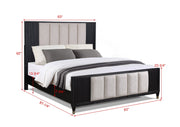 Kara Black Queen Panel Bed - Gate FurnitureQueen Bed