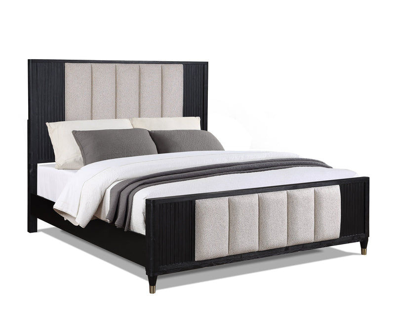 Kara Black Queen Panel Bed - Gate FurnitureQueen Bed