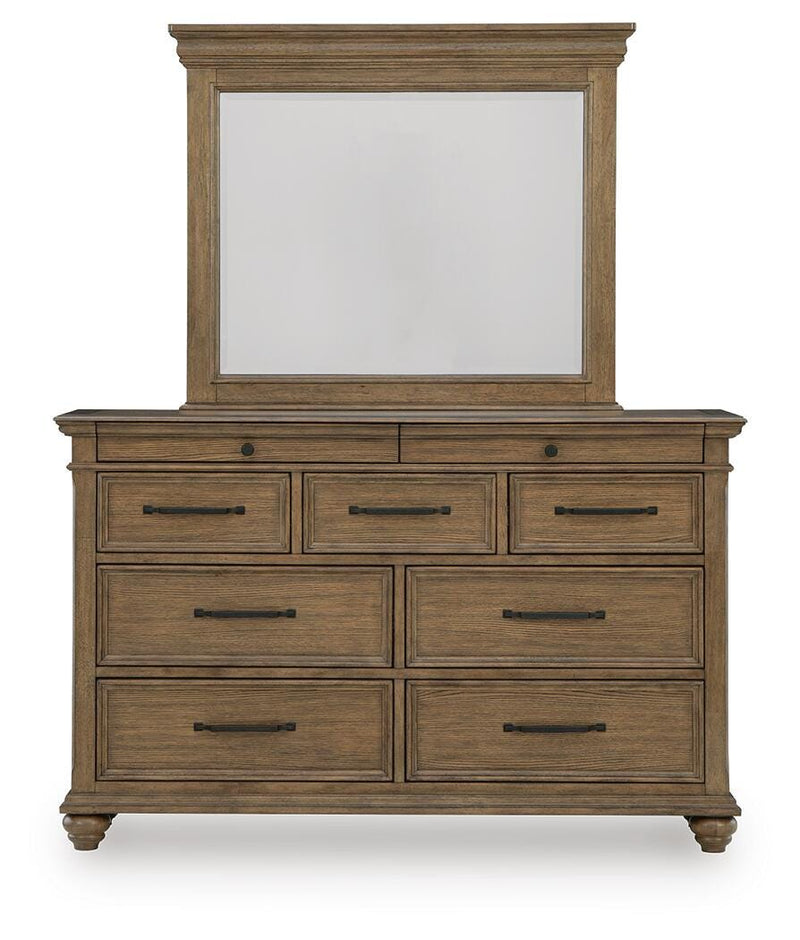Karallin Queen Panel Storage Bed, Dresser and Mirror - PCB782B7