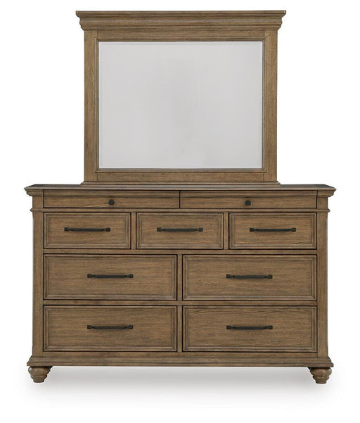 Karallin Queen Panel Storage Bed, Dresser and Mirror - PCB782B7