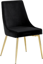 Karina Velvet Upholstered Dining Chair in Black, Set of 2 - 783Black-C