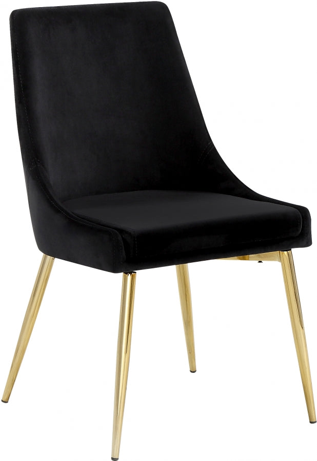 Karina Velvet Upholstered Dining Chair in Black, Set of 2 - 783Black-C