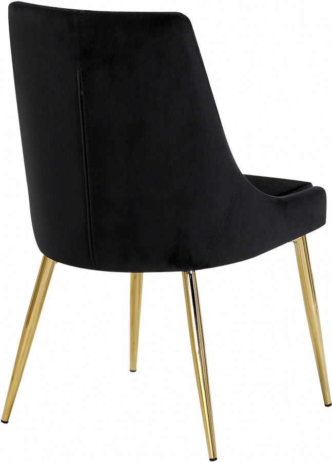 Karina Velvet Upholstered Dining Chair in Black, Set of 2 - 783Black-C