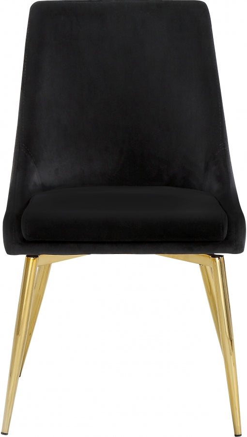 Karina Velvet Upholstered Dining Chair in Black, Set of 2 - 783Black-C