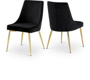 Karina Velvet Upholstered Dining Chair in Black, Set of 2 - 783Black-C