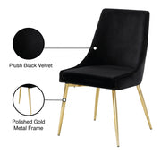 Karina Velvet Upholstered Dining Chair in Black, Set of 2 - 783Black-C