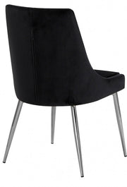 Karina Velvet Upholstered Dining Chair in Black, Set of 2 - 784Black-C