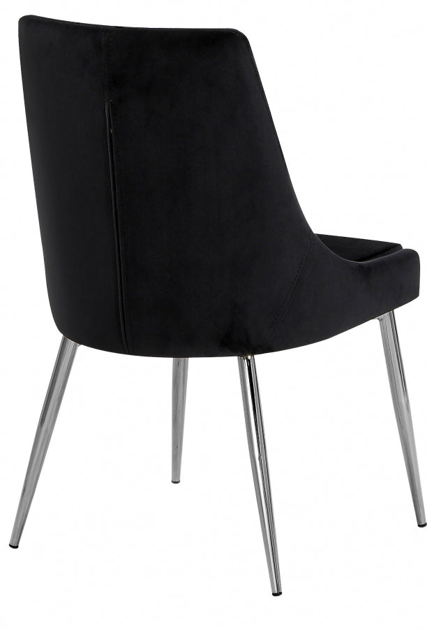 Karina Velvet Upholstered Dining Chair in Black, Set of 2 - 784Black-C