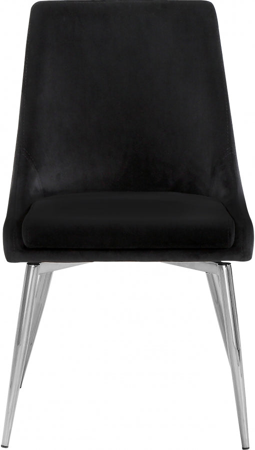 Karina Velvet Upholstered Dining Chair in Black, Set of 2 - 784Black-C