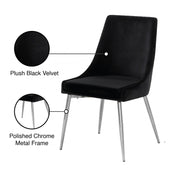 Karina Velvet Upholstered Dining Chair in Black, Set of 2 - 784Black-C