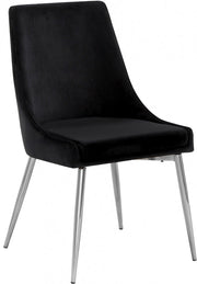 Karina Velvet Upholstered Dining Chair in Black, Set of 2 - 784Black-C