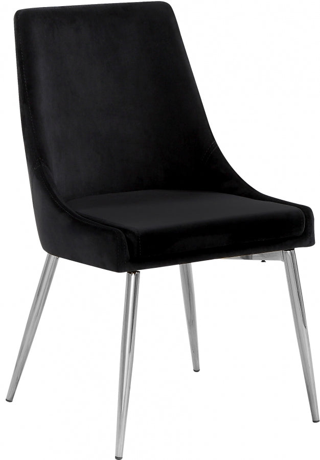 Karina Velvet Upholstered Dining Chair in Black, Set of 2 - 784Black-C