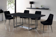 Karina Velvet Upholstered Dining Chair in Black, Set of 2 - 784Black-C