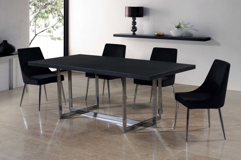 Karina Velvet Upholstered Dining Chair in Black, Set of 2 - 784Black-C