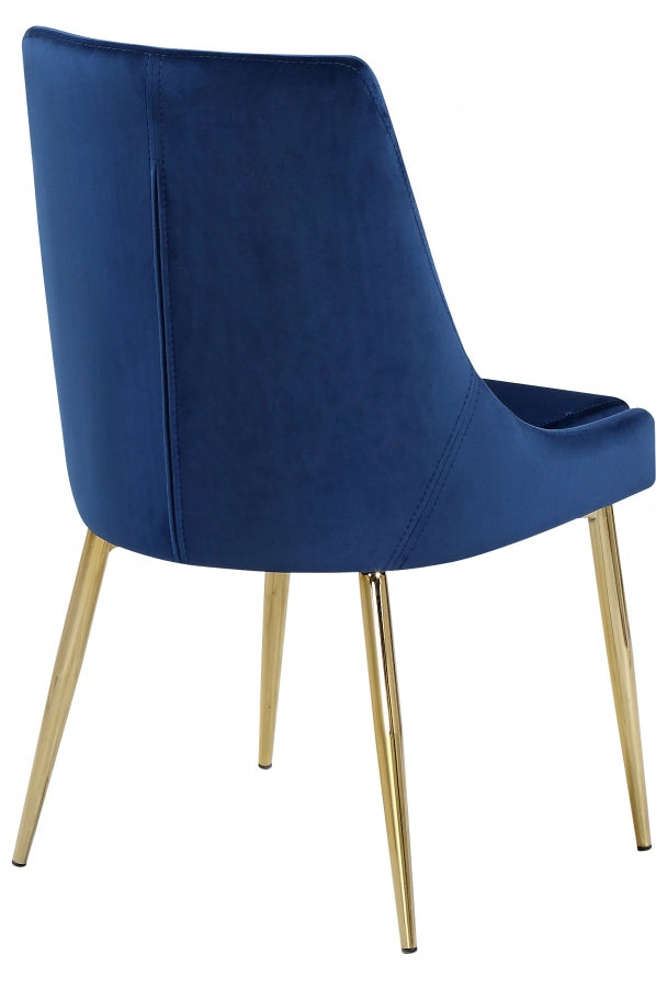 Karina Velvet Upholstered Dining Chair in Blue, Set of 2 - 783Navy-C