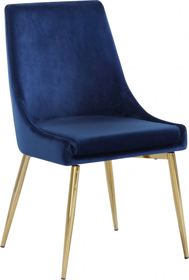 Karina Velvet Upholstered Dining Chair in Blue, Set of 2 - 783Navy-C