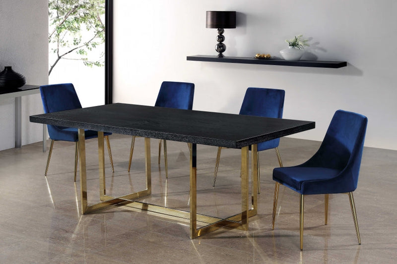 Karina Velvet Upholstered Dining Chair in Blue, Set of 2 - 783Navy-C