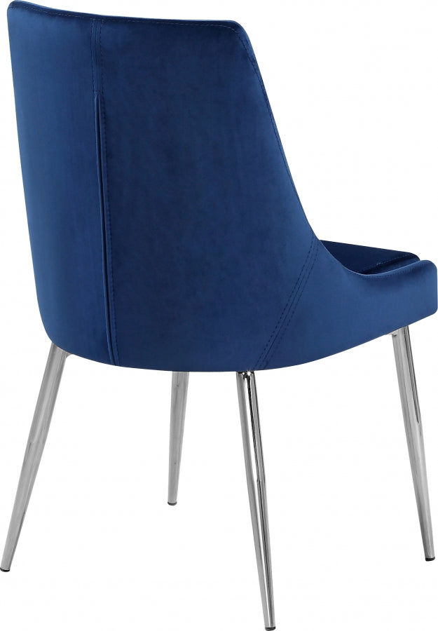 Karina Velvet Upholstered Dining Chair in Blue, Set of 2 - 784Navy-C