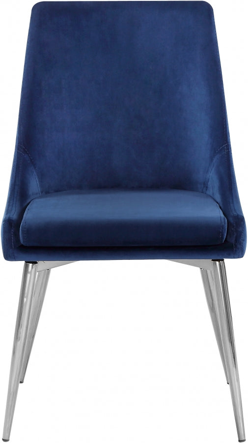 Karina Velvet Upholstered Dining Chair in Blue, Set of 2 - 784Navy-C