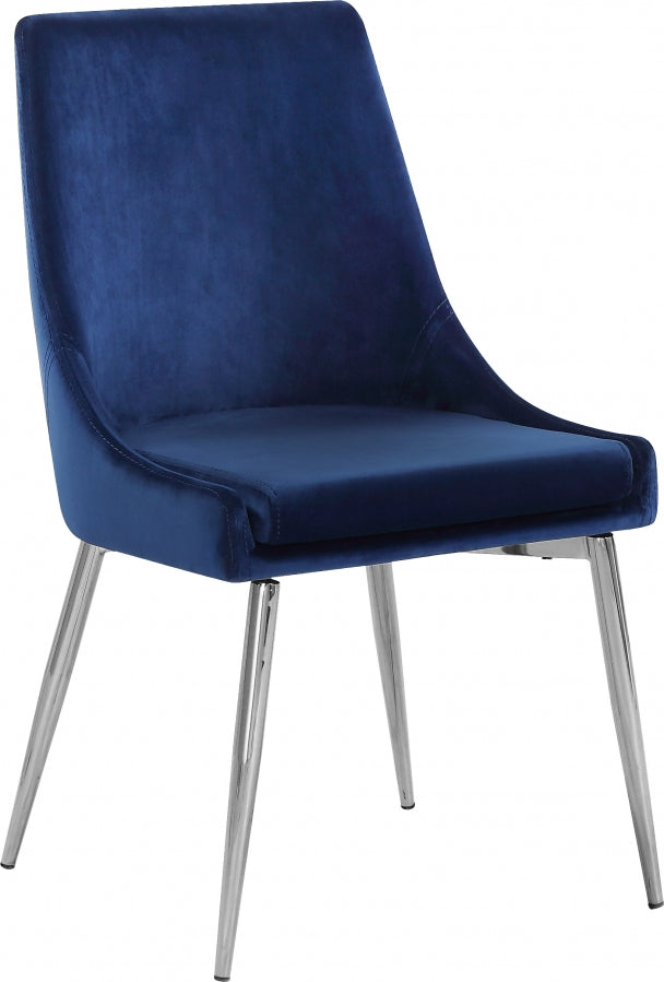 Karina Velvet Upholstered Dining Chair in Blue, Set of 2 - 784Navy-C