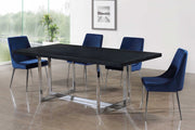 Karina Velvet Upholstered Dining Chair in Blue, Set of 2 - 784Navy-C