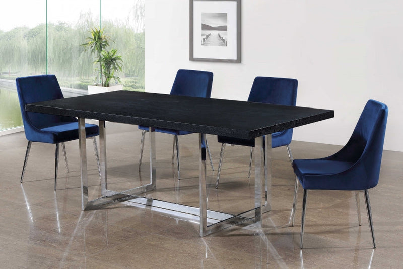 Karina Velvet Upholstered Dining Chair in Blue, Set of 2 - 784Navy-C