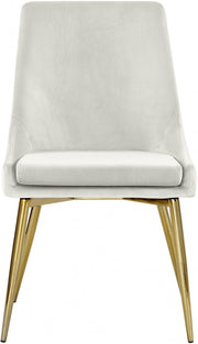 Karina Velvet Upholstered Dining Chair in Cream, Set of 2 - 783Cream-C