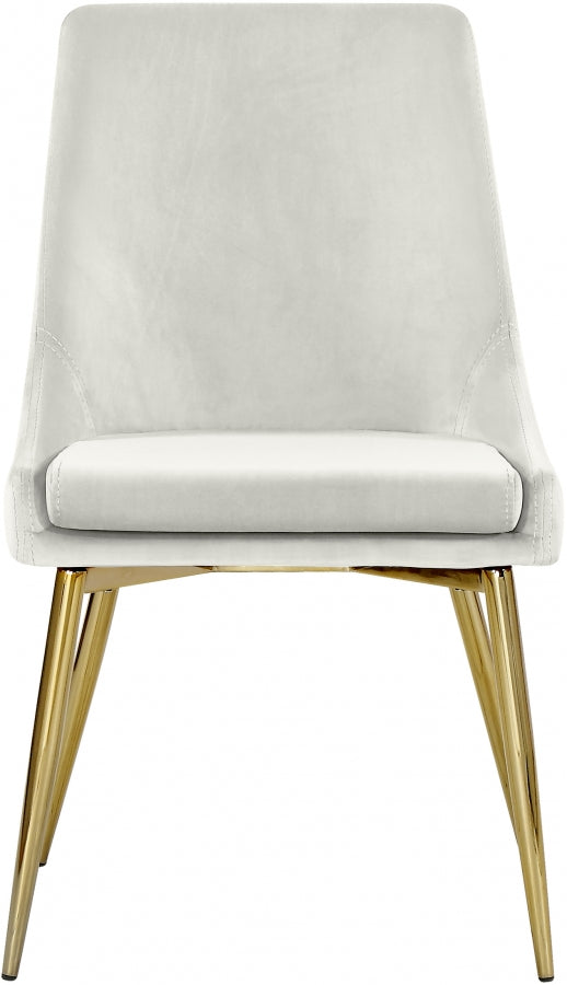Karina Velvet Upholstered Dining Chair in Cream, Set of 2 - 783Cream-C