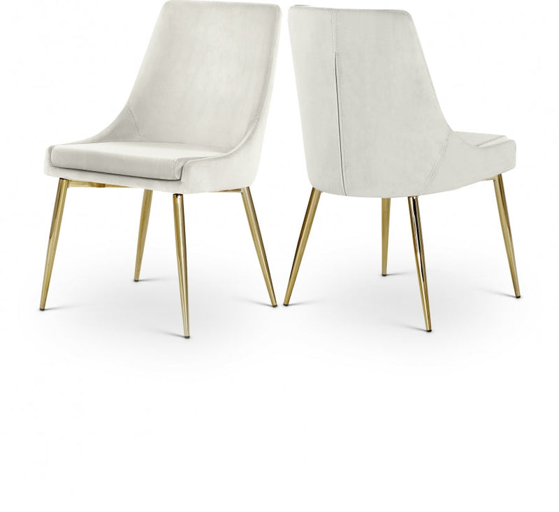 Karina Velvet Upholstered Dining Chair in Cream, Set of 2 - 783Cream-C