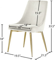 Karina Velvet Upholstered Dining Chair in Cream, Set of 2 - 783Cream-C